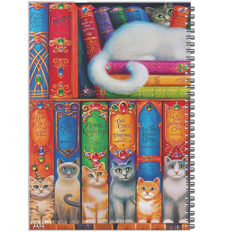 دفتر نقاشی 40 برگ یونوت طرح کتابخانه گربه ها کد 215